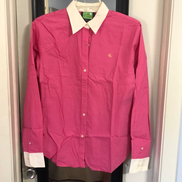 Lauren Ralph Lauren Tops - Ralph Lauren, long sleeve shirt , pink, w white collar/white cuffs. Size…